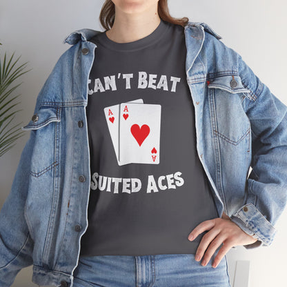 Poker T-Shirt, Can't Beat Suited Aces, Unisex Cotton Top