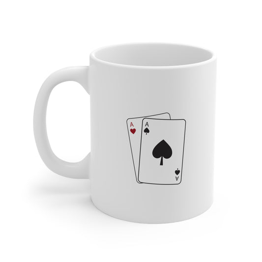 Simple Pocket Aces Poker Mug, Gift for Him, Her, Poker Lovers