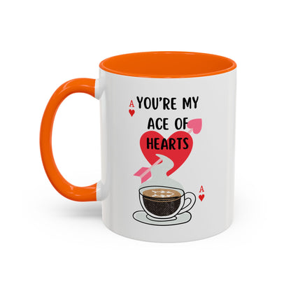 Accent Coffee Mug - 'You're My Ace of Hearts' Romantic Gift for Card Lovers, Poker Fans, and Couples - Unique Valentine's Day Mug