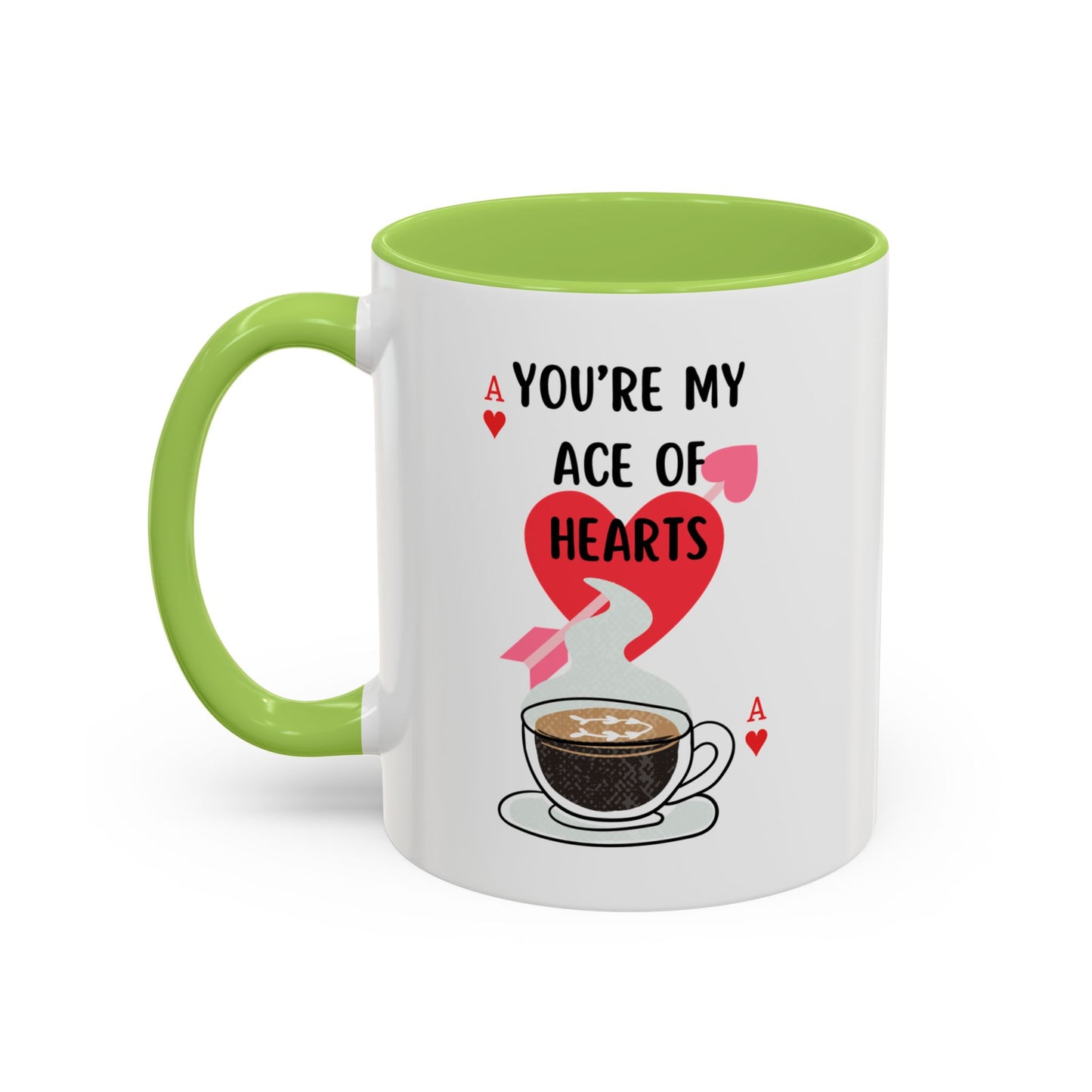 Accent Coffee Mug - 'You're My Ace of Hearts' Romantic Gift for Card Lovers, Poker Fans, and Couples - Unique Valentine's Day Mug