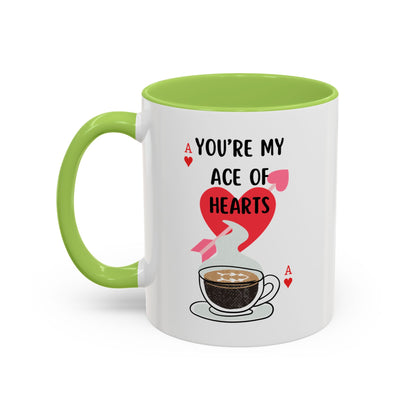 Accent Coffee Mug - 'You're My Ace of Hearts' Romantic Gift for Card Lovers, Poker Fans, and Couples - Unique Valentine's Day Mug