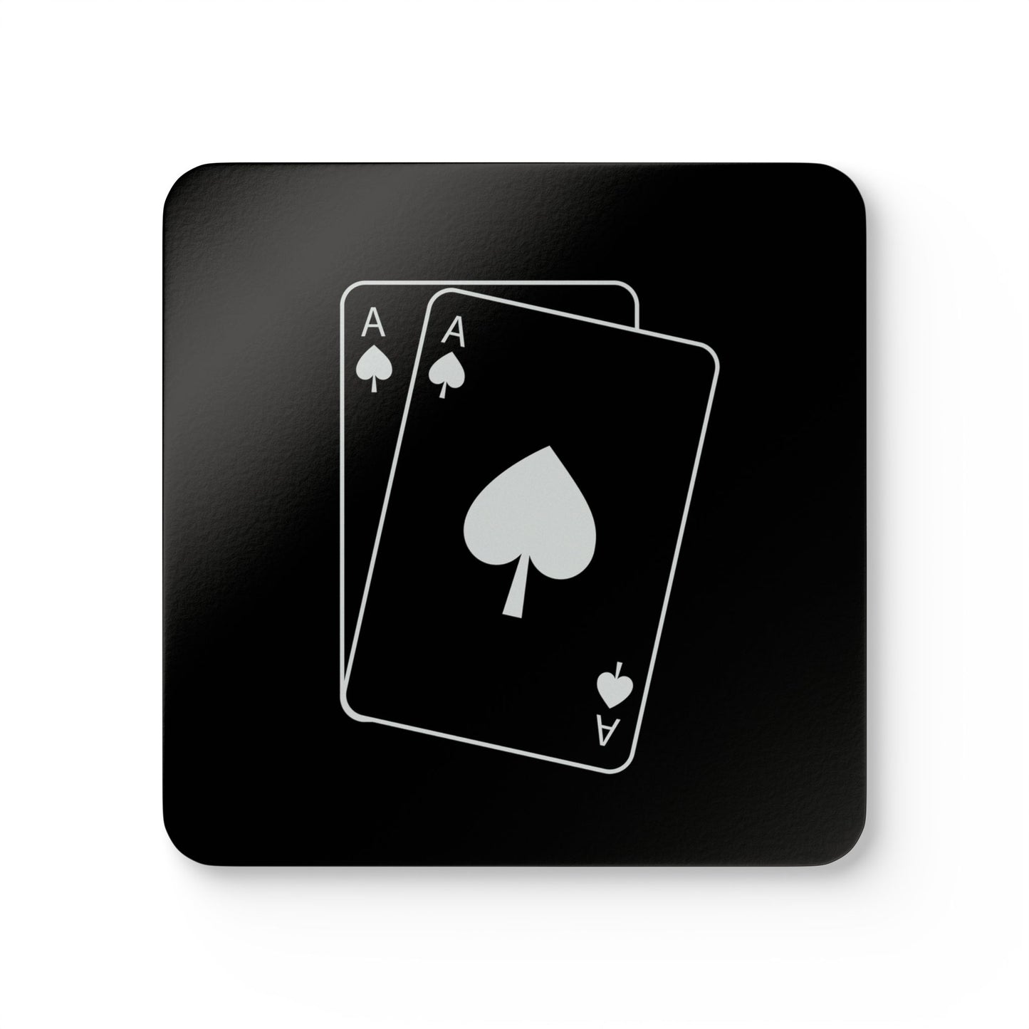 Set of 4 - Minimalist Black Cork Coasters with Ace of Spades Playing Card Design