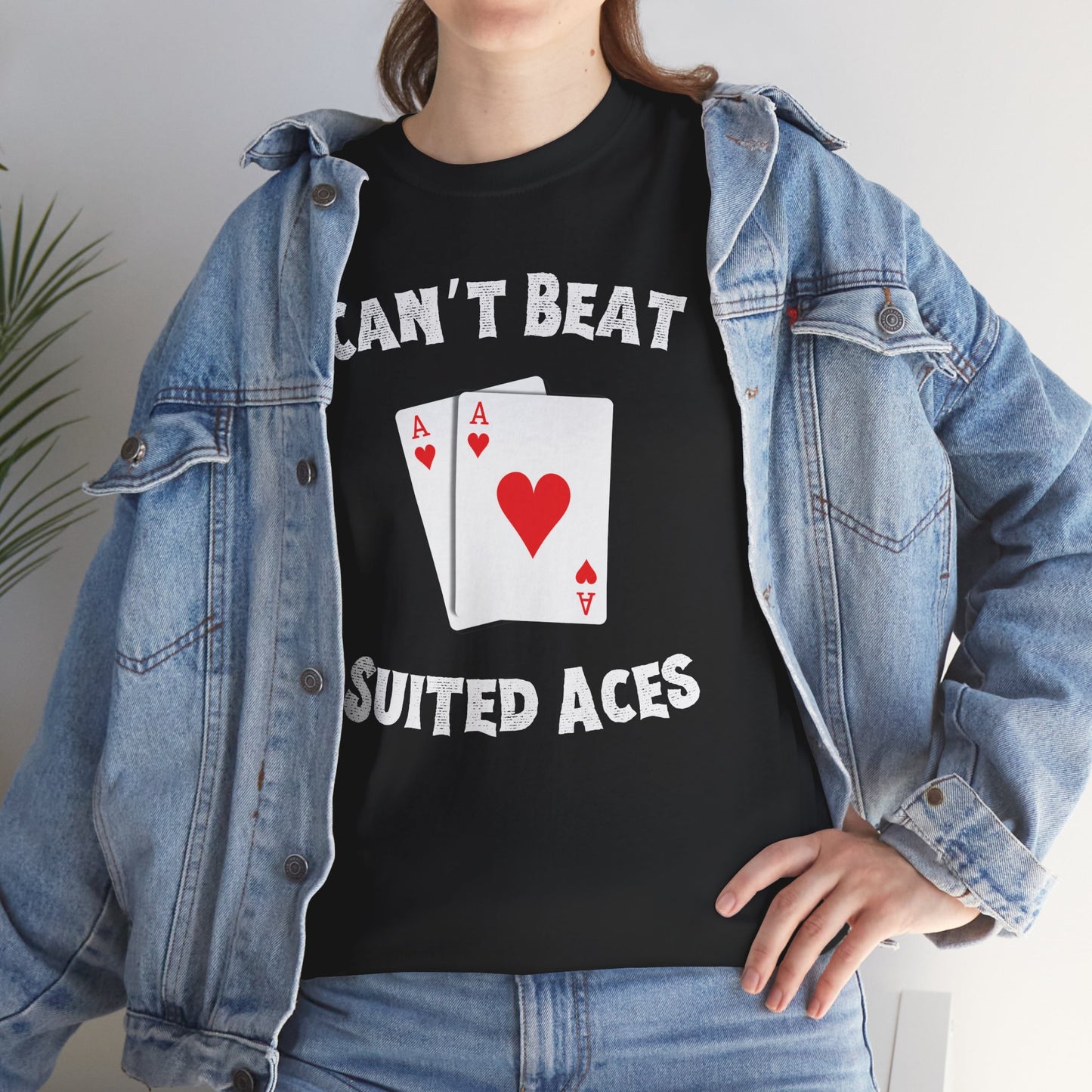 Poker T-Shirt, Can't Beat Suited Aces, Unisex Cotton Top