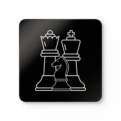 Set of 4 - Minimalist Black Cork Coasters with Chess Piece Design